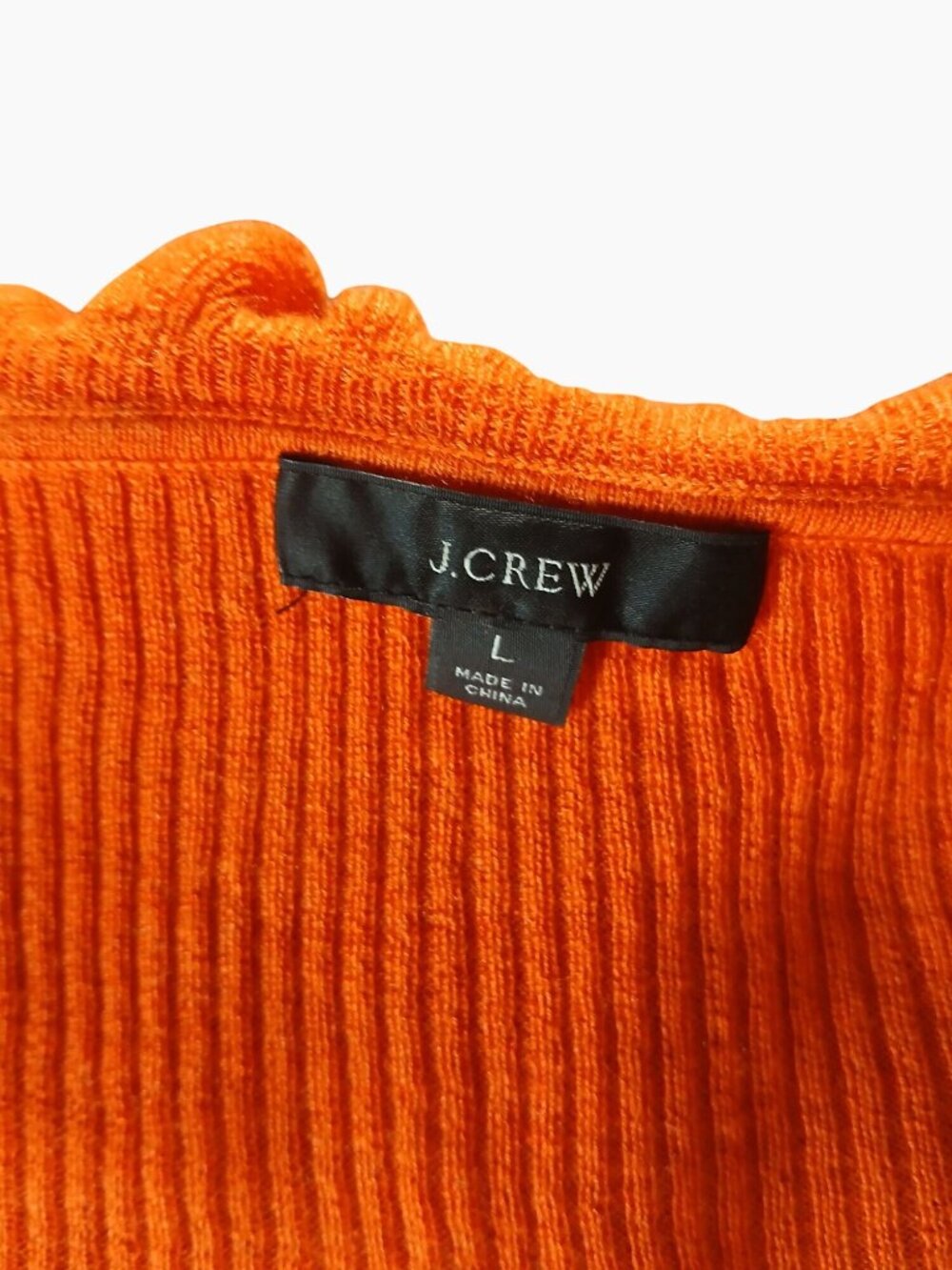 J Crew Womens Orange Silk Cashmere Blend Ruffle Cardigan Sweater Size L Fall - Picture 8 of 11